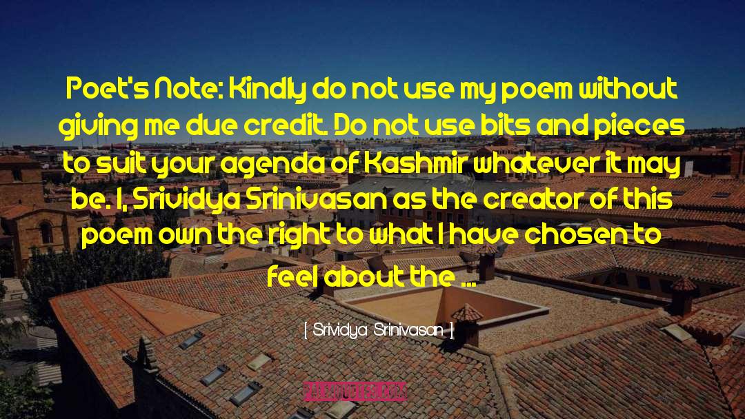 Solution To Kashmir Issue quotes by Srividya Srinivasan