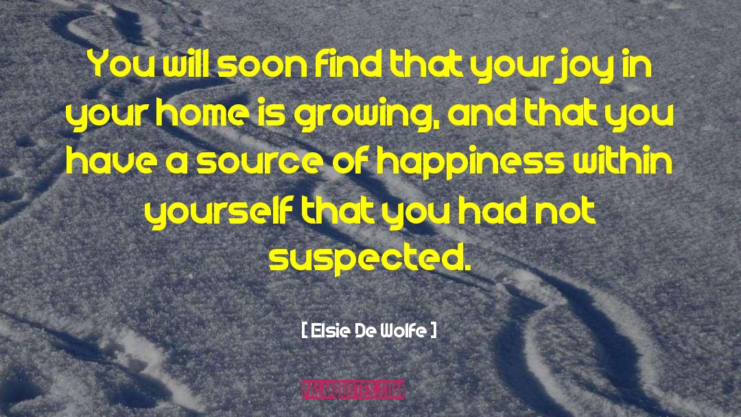 Source Of Happiness quotes by Elsie De Wolfe