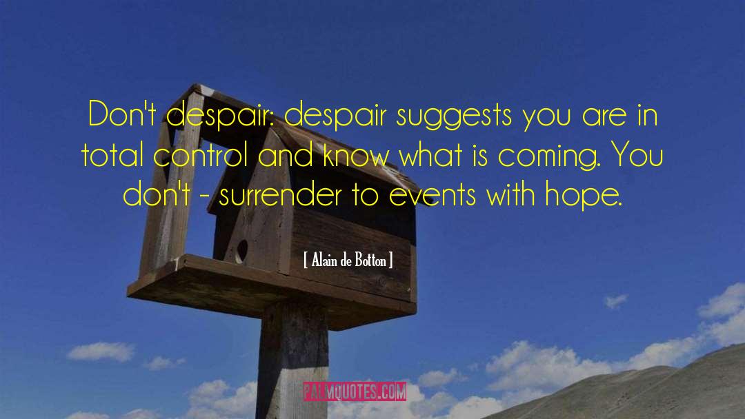 Surrender Control quotes by Alain De Botton
