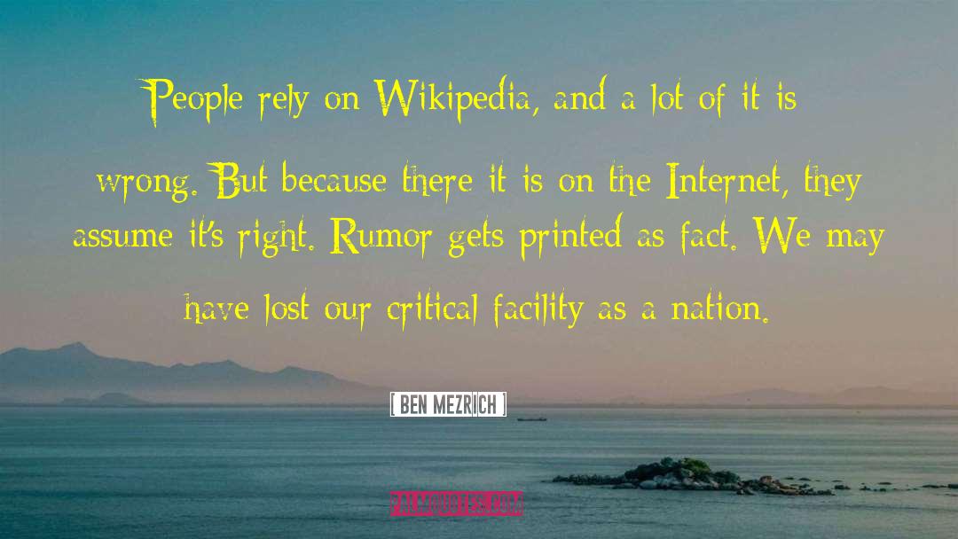 There Is A Lot Of Ruin In A Nation Quote quotes by Ben Mezrich