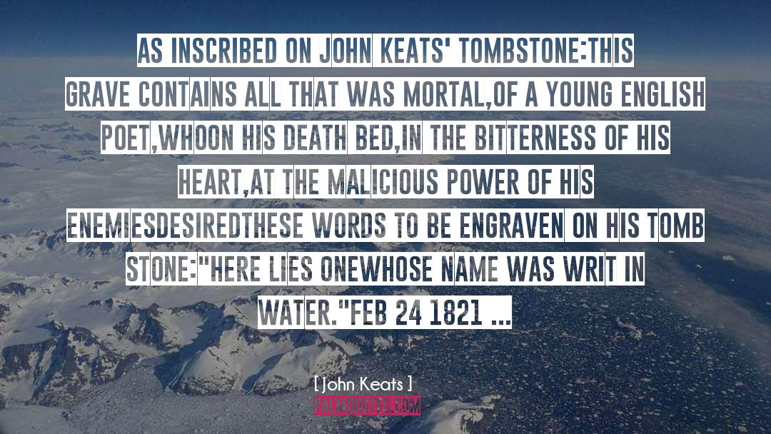 Tombstone Inscription quotes by John Keats
