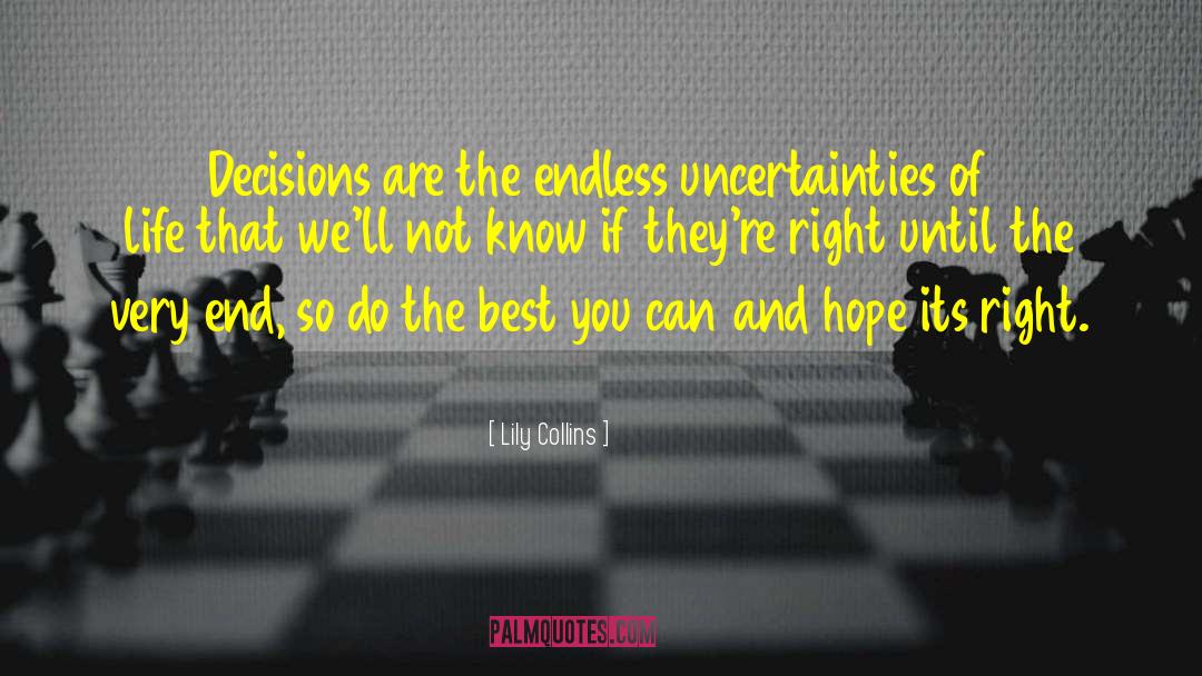 Uncertainty Of Life quotes by Lily Collins