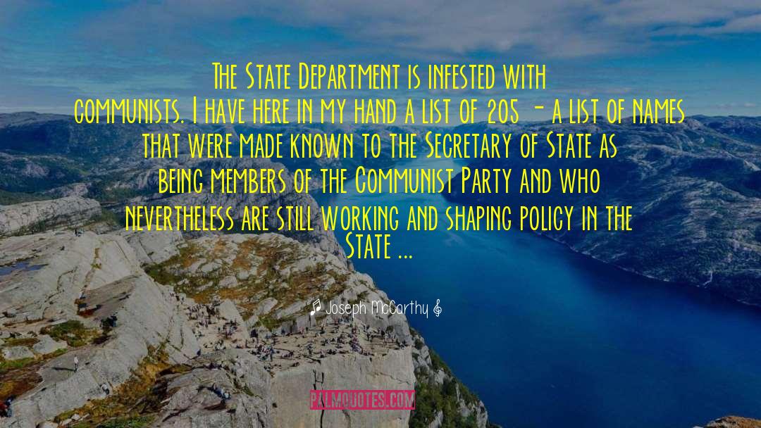 United States Secretary Of State quotes by Joseph McCarthy