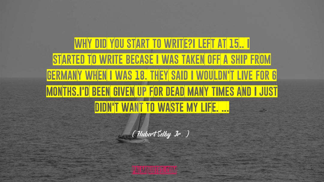 You Waste My Time quotes by Hubert Selby Jr.