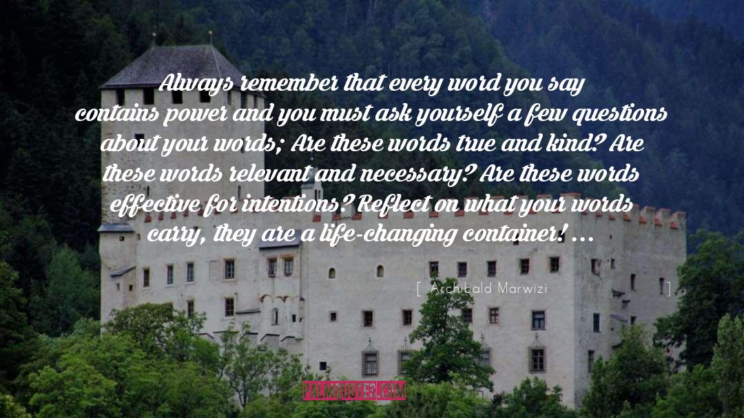 Your Words Reflect Your Character quotes by Archibald Marwizi